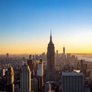 Acrylglasbild New York Skyline Blue Sky